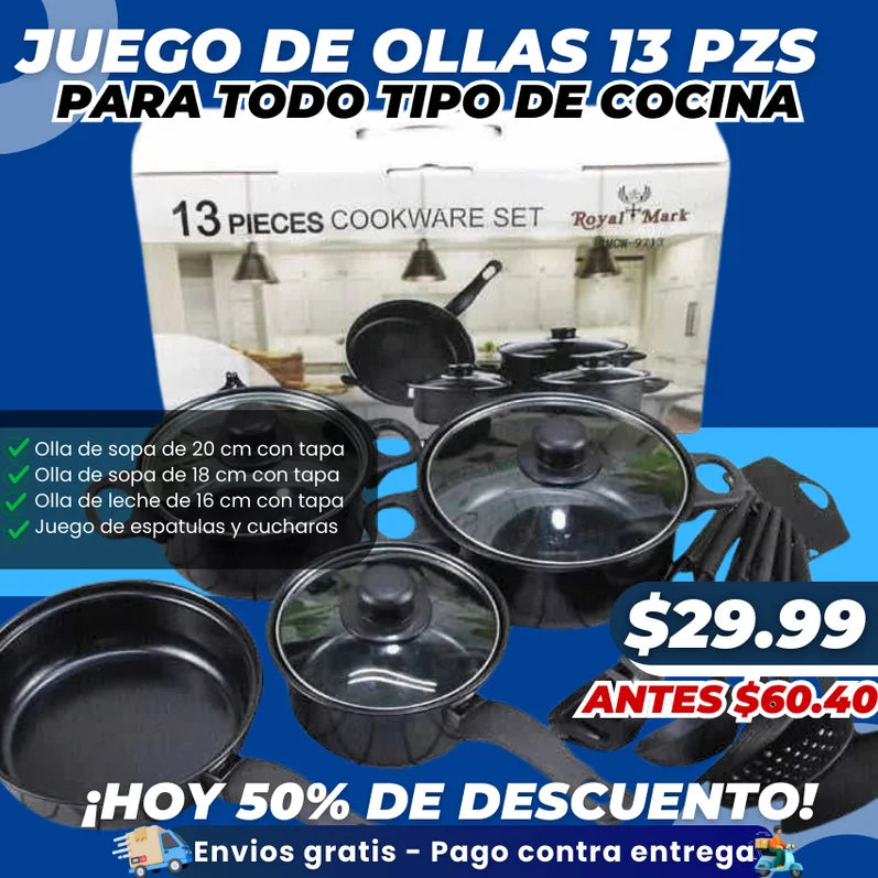 JUEGO DE OLLAS DE 13 PIEZAS
