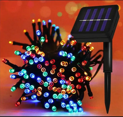 LUCES NAVIDEÑAS CON PANEL SOLAR- 100 Foquitos🎅