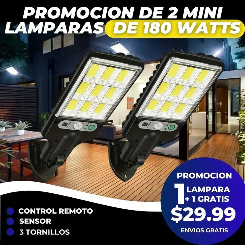 2 LAMPARAS SOLARES MINI PARA EXTERIORES-180 WATTS🔦
