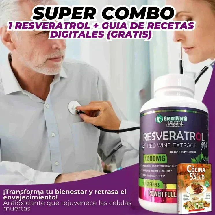 RESVERATROL -1600 MG🫐 + GUIA DIGITAL RECETAS (GRATIS)