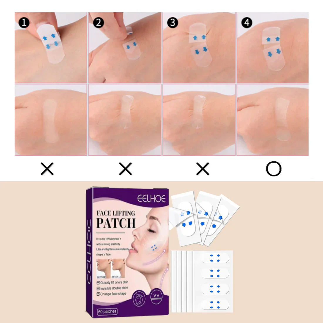 2 CAJAS DE 100 PARCHES ESTIRAMIENTO FACIAL⭐⭐⭐