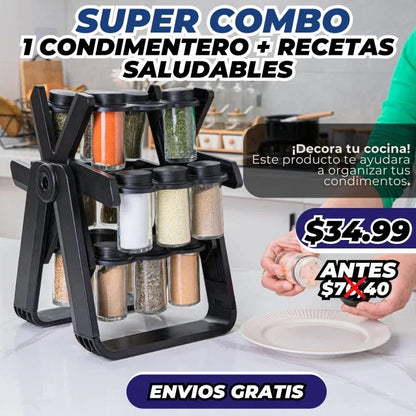 CONDIMENTERO GIRATORIO 18PZS- RECETAS DE COMIDAS DIGITALES (GRATIS)✔️