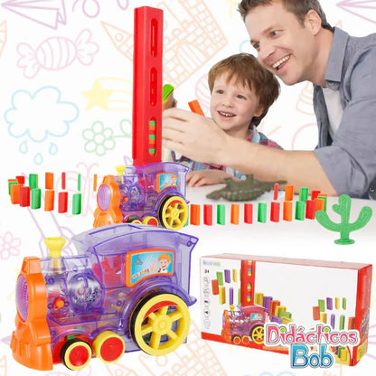 JUGUETE TREN DOMINO AUTOMATICO- 100 PIEZAS DE DOMINO🚂