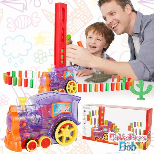 JUGUETE TREN DOMINO AUTOMATICO- 100 PIEZAS DE DOMINO🚂