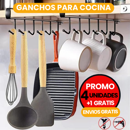 4 Ganchos de metal para Utensilios + 1 Gratis